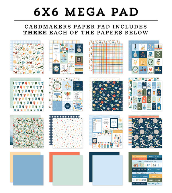 Echo Park - Welcome Baby Boy: Mega Paper Pad 6x6" (48 Blatt)