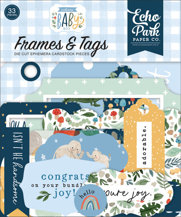 Echo Park - Welcome Baby Boy: Frames & Tags Die Cut Pieces (33 St.)