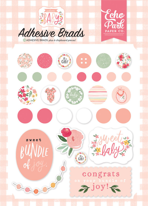 Echo Park - Welcome Baby Girl: Adhesive Brads