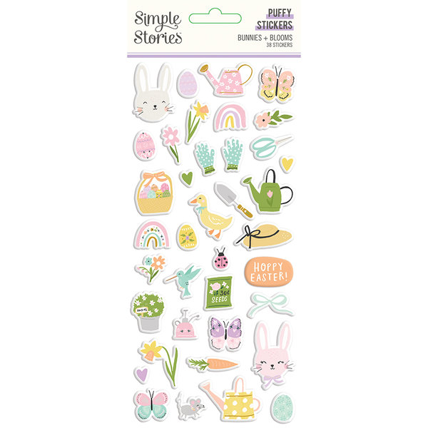 Simple Stories - Bunnies & Blooms: Puffy Stickers (38 Stück)
