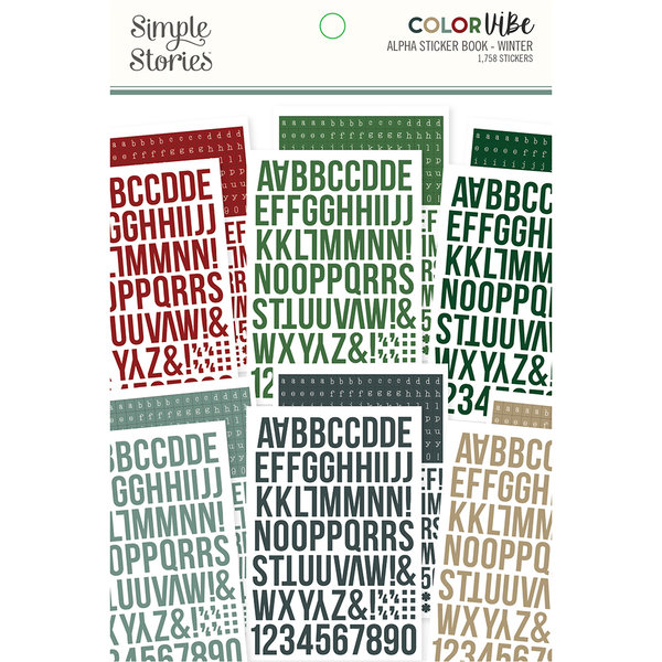 Simple Stories - Color Vibe: Alpha Sticker Book - Winter (12 Blatt)