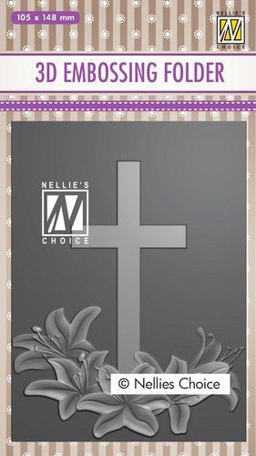 Nellie Snellen - 3D Embossing Folder: Cross / Kreuz mit Lilien