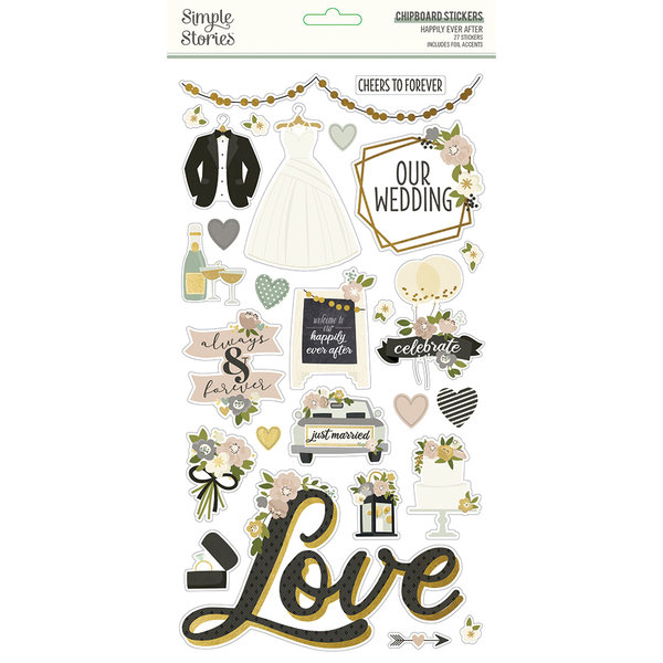 Simple Stories - Happily Ever After: Chipboard Stickers 6x12"