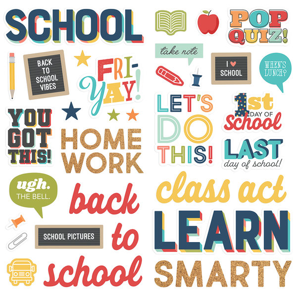 Simple Stories - School Life: Foam Stickers (45 Stück)