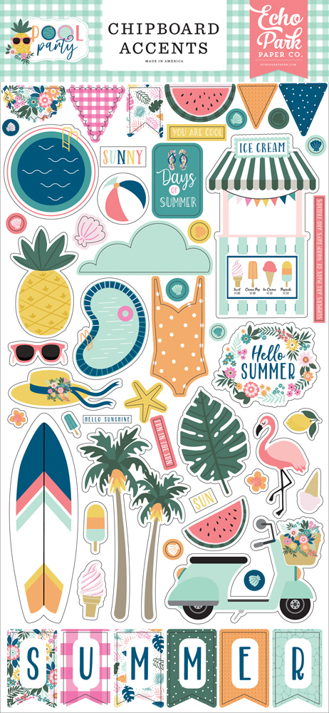 Echo Park - Pool Party: Chipboard Accents 6"x12"