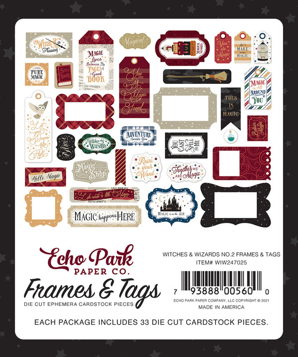 Echo Park - Witches and Wizards No.2: Frames & Tags Die Cut Pieces (33 St.)