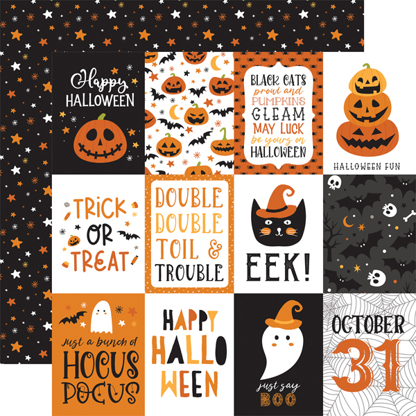 Echo Park - Halloween Party: 3x4 Journaling Cards Paper 12"x12"