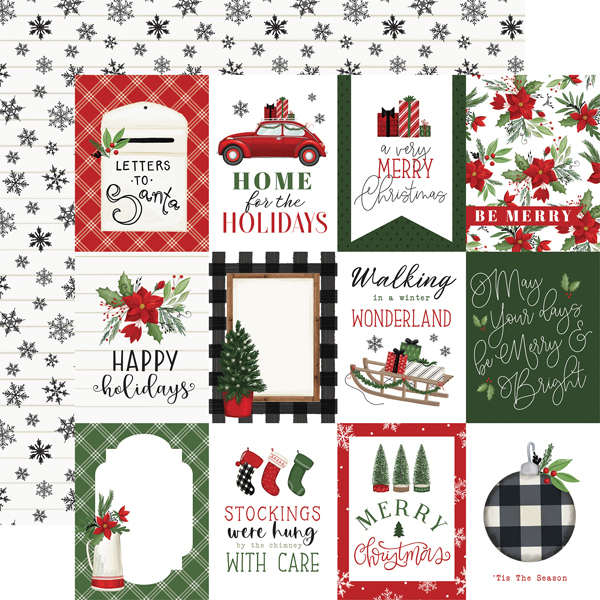 Carta Bella - Home For Christmas: 3x4 Journaling Cards Paper 12x12"