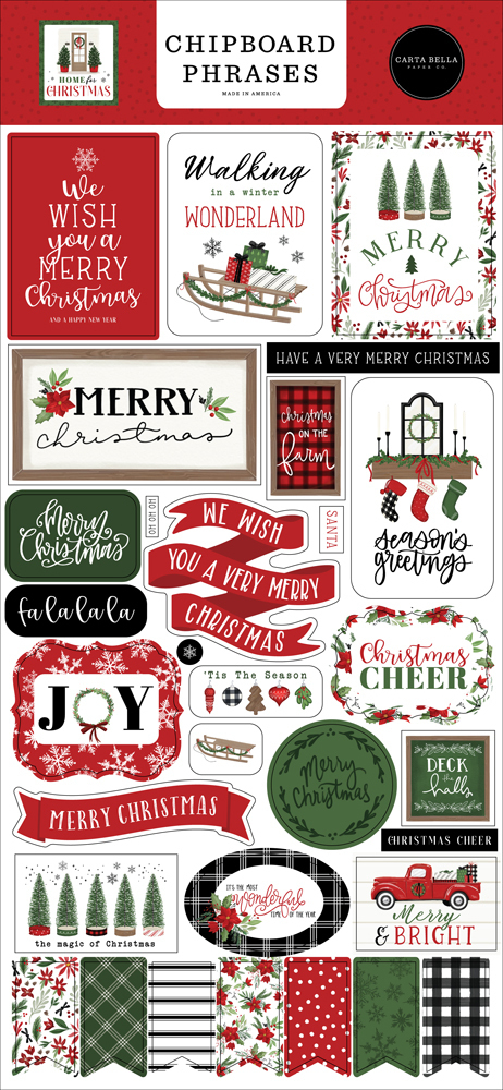 Carta Bella - Home For Christmas: Chipboard Phrases 6"x13"