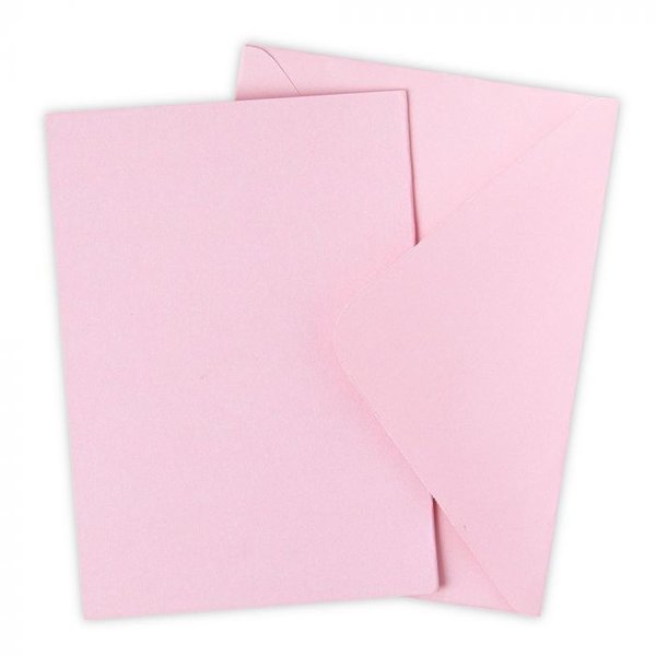 Sizzix - Cards & Envelopes: 10 Klappkarten mit Umschlägen in  A6, Farbe Ballet Slipper (rosa)