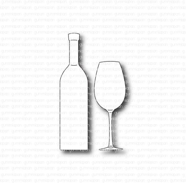 Gummiapan - Dies: Weinflasche mit Weinglas (2tlg.)