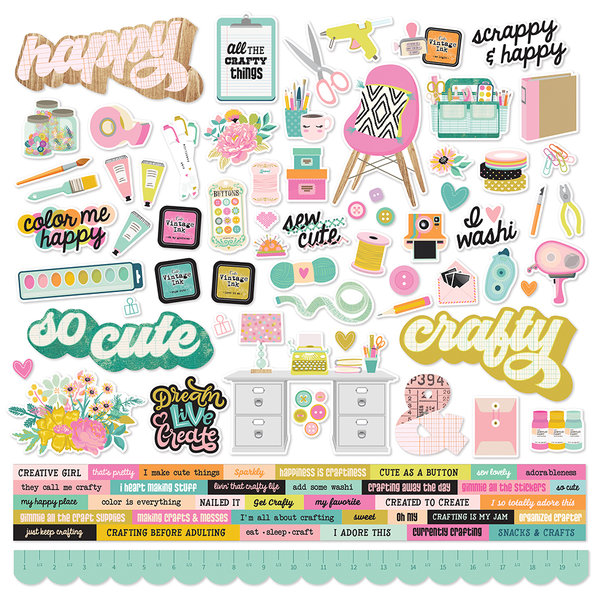 Simple Stories - Let´s Get Crafty: Combo Cardstock Stickers 12"x12"