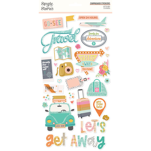 Simple Stories - Let´s Go: Chipboard Stickers 6x12"