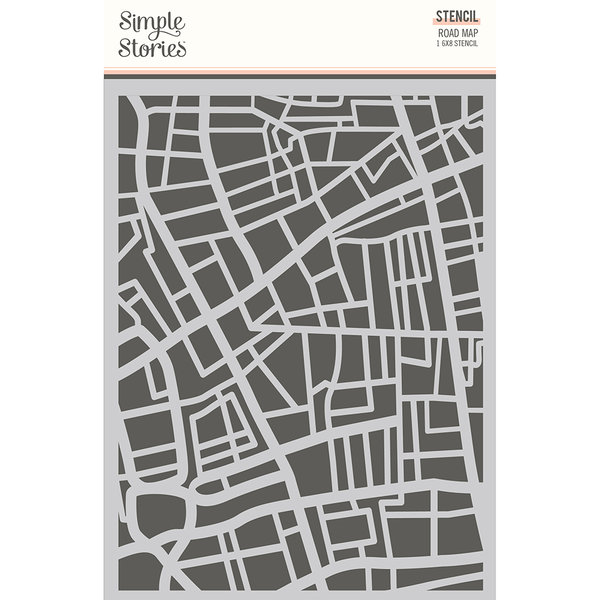 Simple Stories - Let´s Go: Road Map Stencil 6x8"