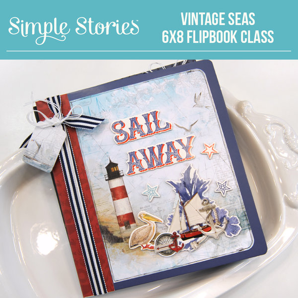 Scrapabilly Workshop to Go: Simple Stories Album - Vintage Seas (Meer)