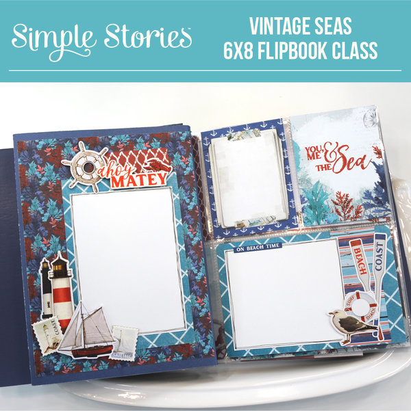 Scrapabilly Workshop to Go: Simple Stories Album - Vintage Seas (Meer)
