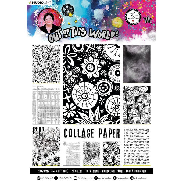 Studio Light - Art by Marlene: Collage Paper - Out of this World Black & WhiteA4 (20 Blatt)