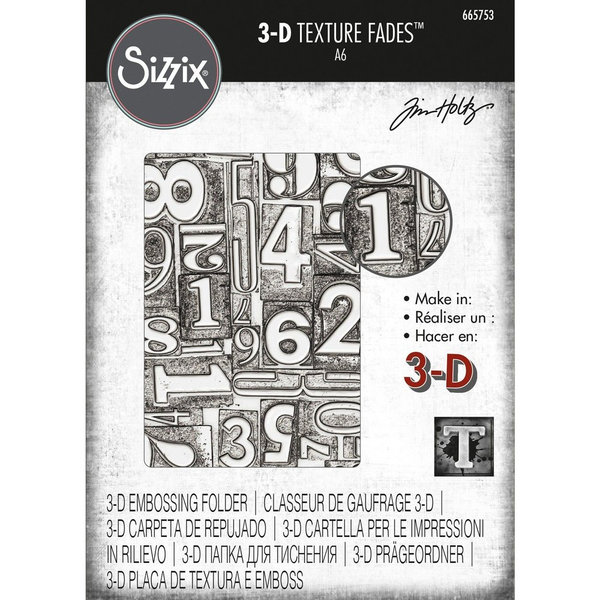 Sizzix - 3D Texture Fades: 3-D Embossing Folder - Numbered