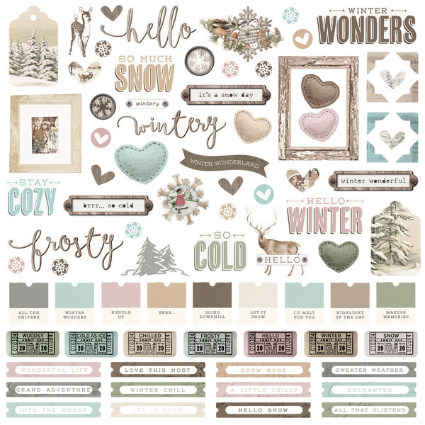 Simple Stories - Winter Woods: Combo Cardstock Stickers 12"x12"