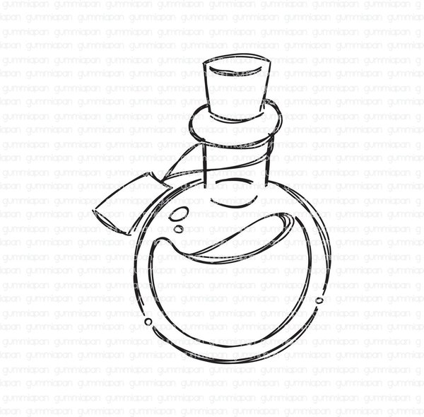 Gummiapan - Stempel: kugelige Flasche (unmontiert)