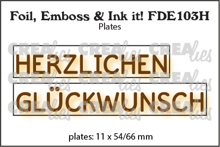 CREAlies Hot Foil Plate: Text - Herzlichen Glückwunsch (2 tlg.)