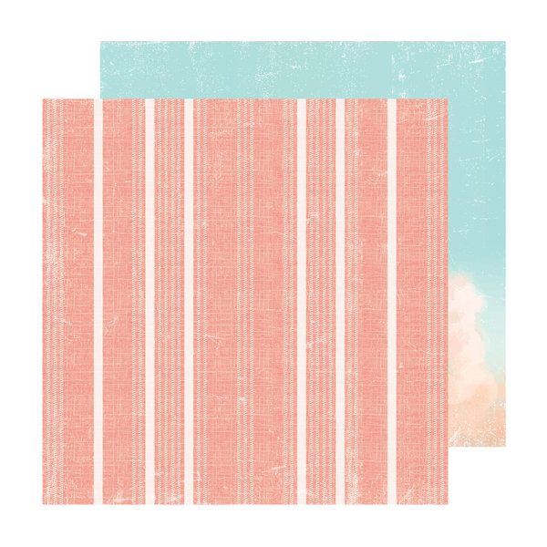 Heidi Swapp - Set Sail: Canvas Stripes Peach Paper 12"x12"