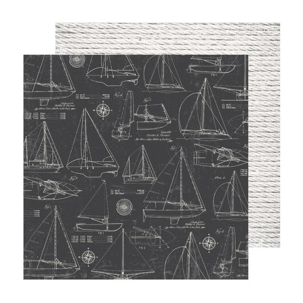 Heidi Swapp - Set Sail: Sailboats Black Paper 12"x12"