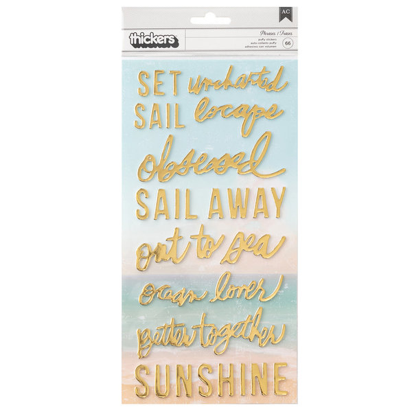Heidi Swapp - Set Sail: Phrases Thickers - Gold Foil Puffy Stickers (66 St.)