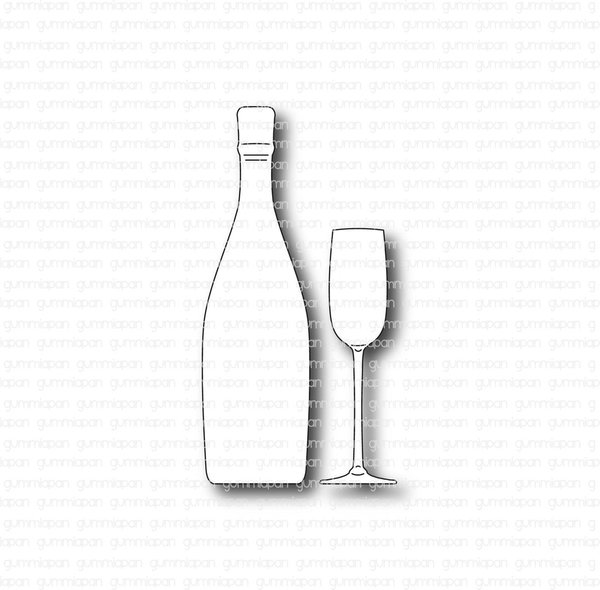 Gummiapan - Dies: Champagnerflasche mit Glas (2 tlg.)