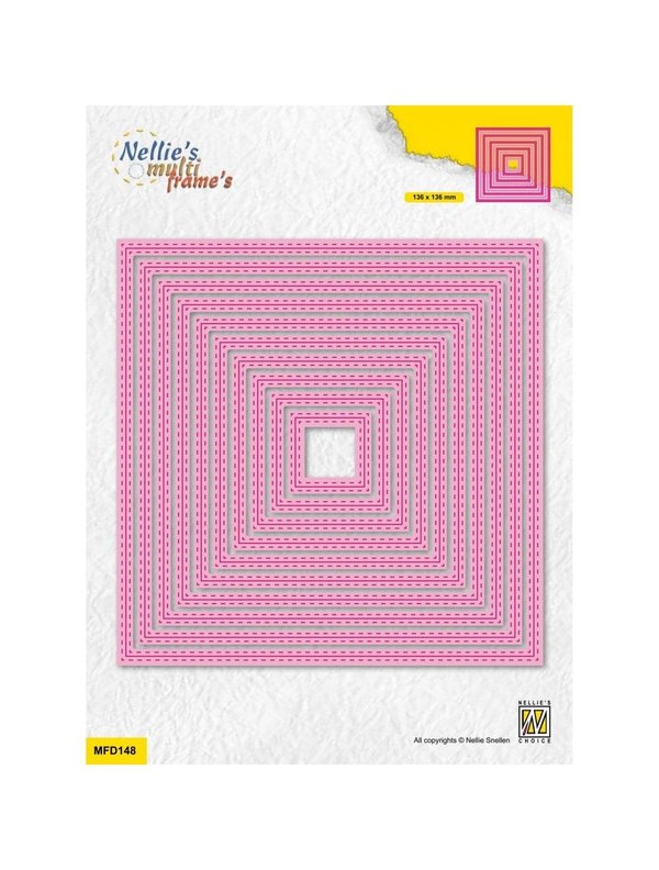Nellie Snellen - Multi Frame's: Double Stichtlines Squares (10 tlg.)